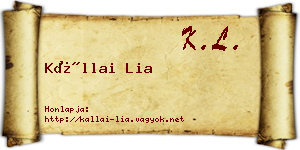 Kállai Lia névjegykártya